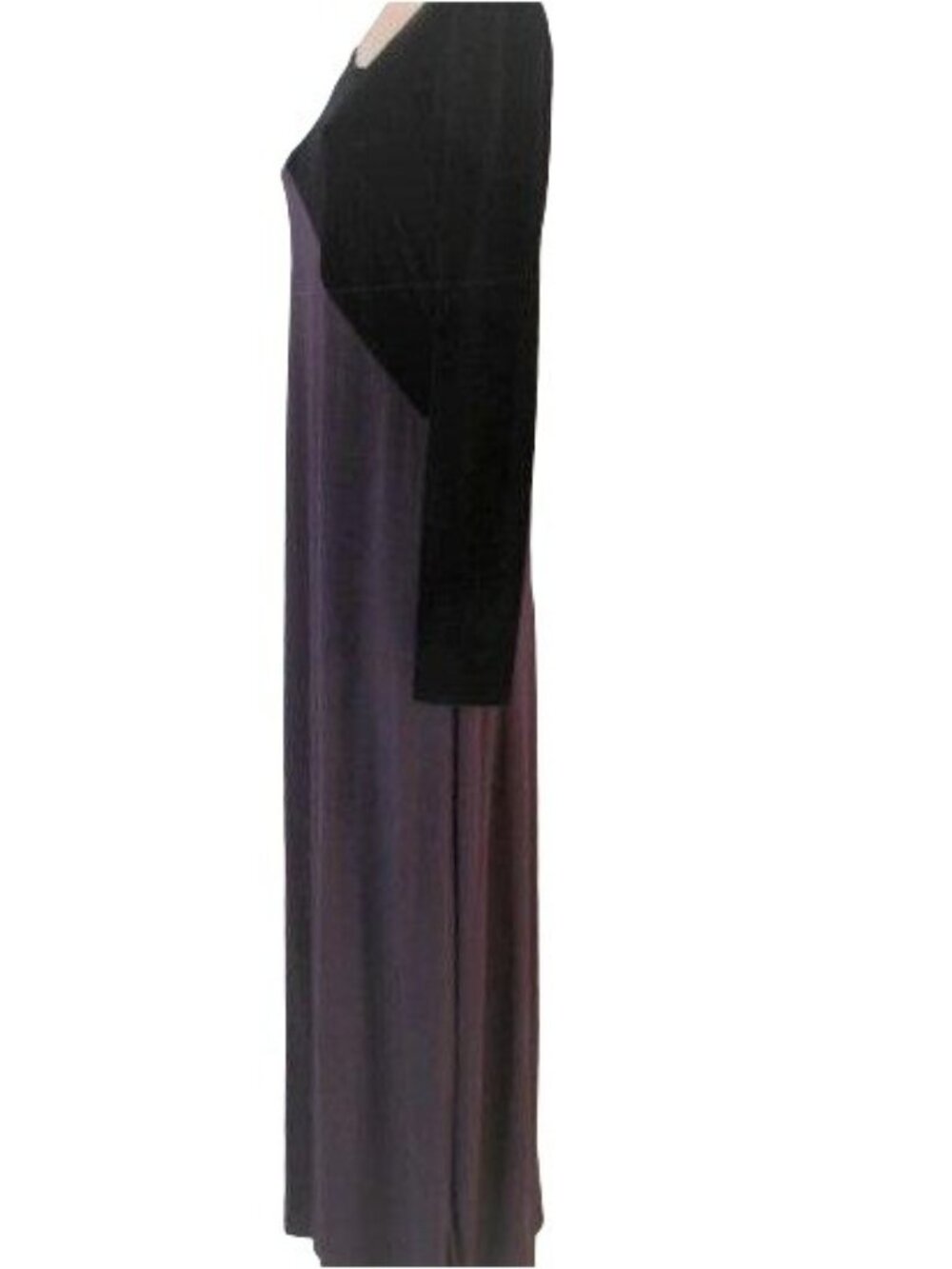 Vintage Chetta B Purple Velvet Jersey Maxi Dress 12 Geometric Body Con Stretch - Picture 11 of 11